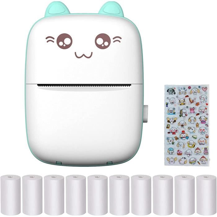 Mini Imprimante Photo, Imprimante Photo Thermique Portable Avec 10 Rouleaux De Papier Thermique Et Un Autocollant Compatible Ave231