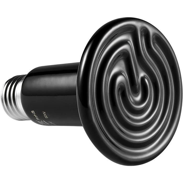E27 50W Émetteur Radiateur Animaux Ampoule Infrarouge Chauffage en Céramique,Lampe de Reptile pour Amphibiens, Serpent, Oiseaux,Tor