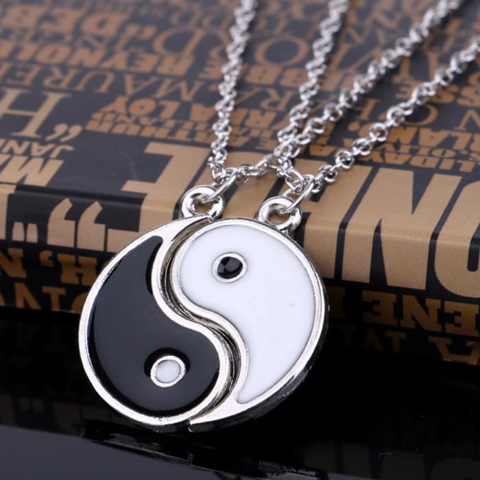 SAUTOIR - COLLIER Colliers amoureux 2Pcs Colliers classiques traditionnels uniques Yin-Yang Peace charme colliers style-Silver 1