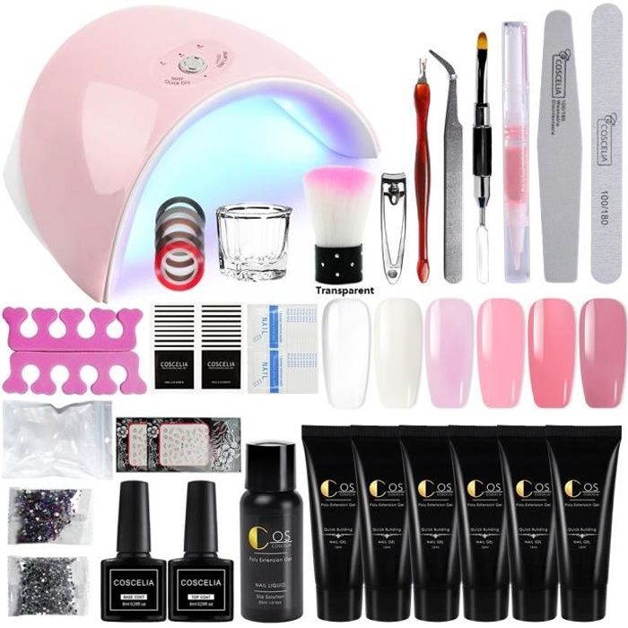 Nail Extension Gel Set Nail Art Kit 15 ml 6 couleurs Gel Polish Base Top Coat double tête stylo Moule Ongle Nettoyant