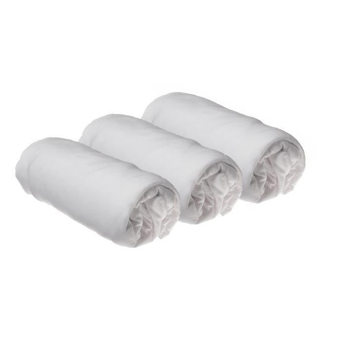 Lot de 3 draps housse en Coton pour Couffin 32x72