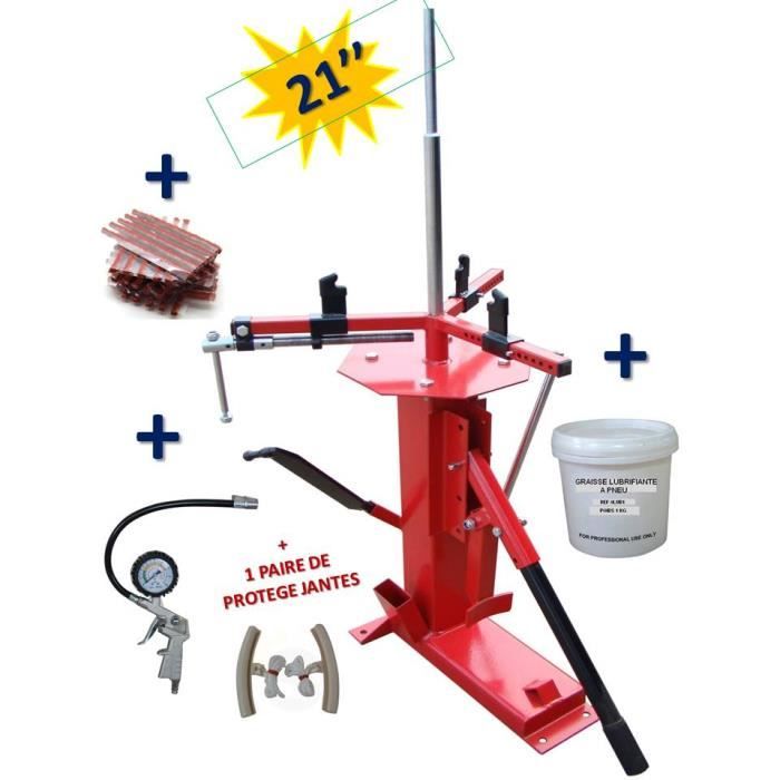 Démonte Pneu universel jusqu'à 21- manuel auto moto + 60 Mèches réparation pneu + 1 Pistolet de gonflage + 1 Paire de Protection Jan