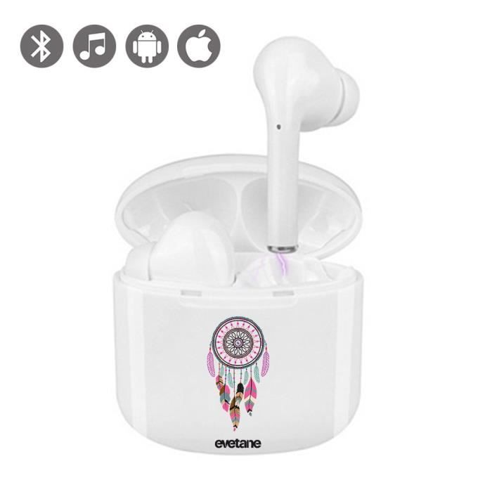 Ecouteurs Bluetooth Sans fil intra-auriculaire Bla Attrape Rêve Rose Fushia Evetane
