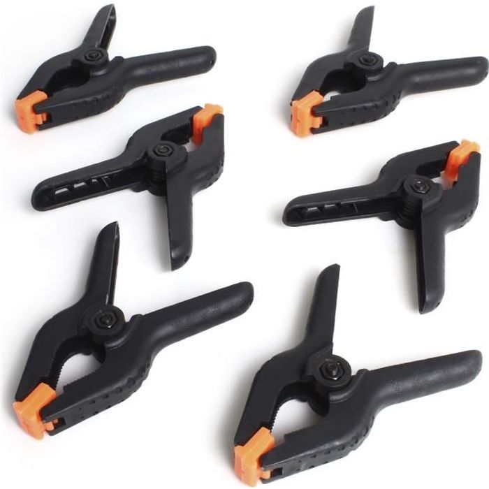 iGadgitz Home U7147 Pince Ressort (paquet de 6), Pince de Serrage, Pince Plastique, Clamps Spring -Noir -6.35cm (2.5-) -6pcs