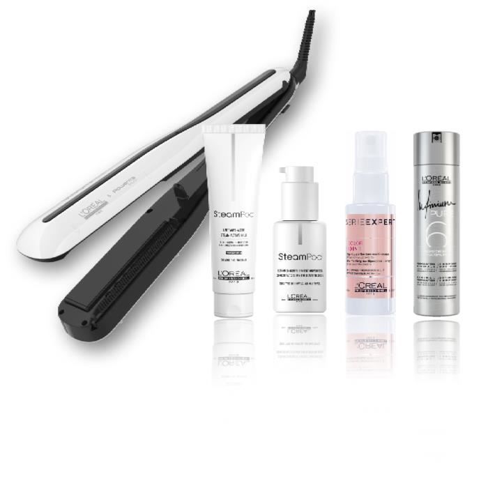 L’Oréal Steampod Lisseur 3.0 Cheveux Fins Lait 150ml + Sérum 50ml + Spray 10-EN-1 Vitamino Color 45ml + Laque Fixation Forte 75ml
