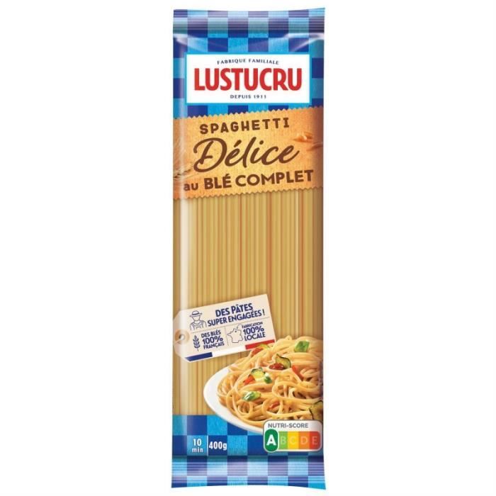 LUSTUCRU - Spaghetti Pates Au Blé Complet Delice 400G - Lot De 4