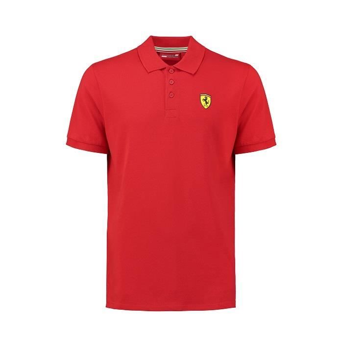 Polo FERRARI Classic rouge avec badge pour homme