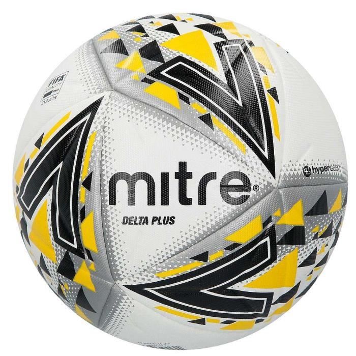 Mitre Delta Plus Ballon de football de football de qualité FIFA Pro blanc / noir / jaune