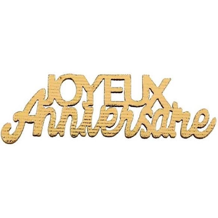 Décoration de table joyeux anniversaire or métallisé en bois (x10) REF/7405