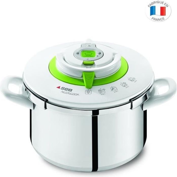SEB P4221403 Autocuiseur Cocotte-minute NUTRICOOK® - 8L - Tous feux dont induction - Fabriqué en France - Inox et vert