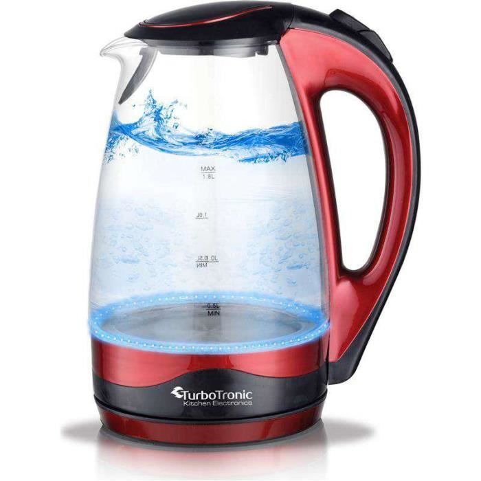 Bouilloire Turbotronic Sans Fil 360° Numérique - 2200W - Verre borosilicate & Inox - 1.8L