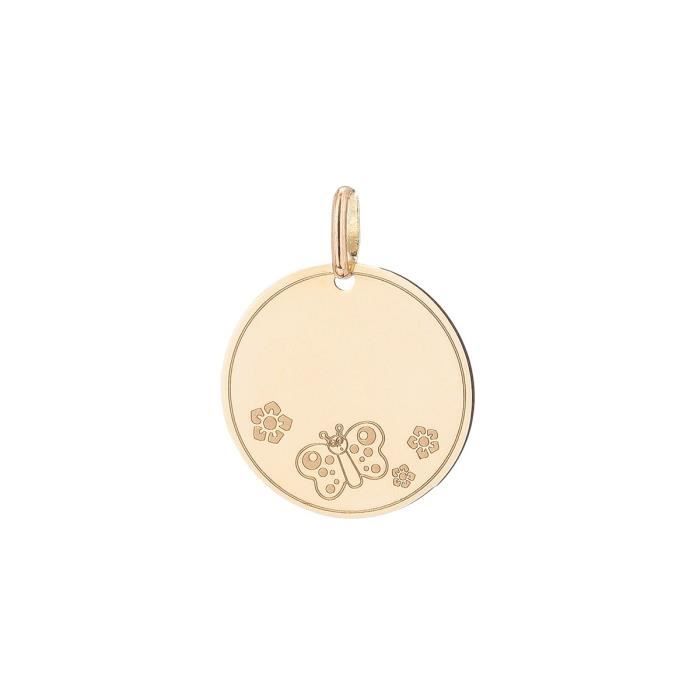 YSORA - Pendentif Médaille en Or Jaune 9 Carats - Enfant