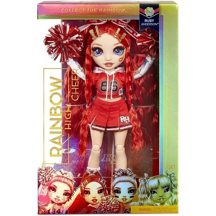 Zapf Creation 572039EUC Poupée PomPom girls Thème Rouge Ruby Anderson Serie Rainbow High Cheers