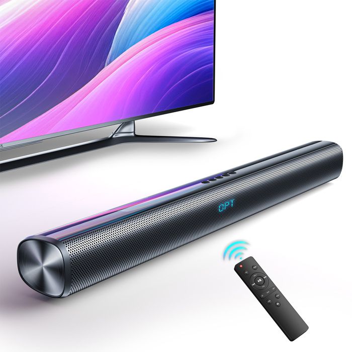 VEATOOL Barre de Son TV 60W 2.1 Canal Soundbar 70cm avec Bluetooth 5.4 OPT COAX USB AUX Home Cinema Caisson de Basse Intégré