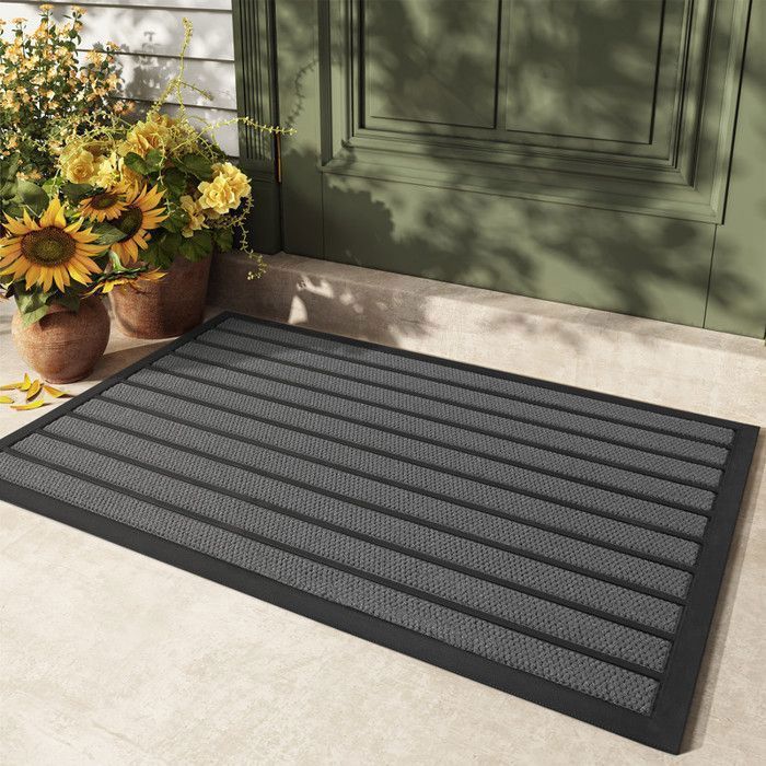Tapis de porte - Grand tapis dentrée - C & G - 90x150 cm - Gris : Antidérapant Facile à nettoyer Imperméable Profil bas