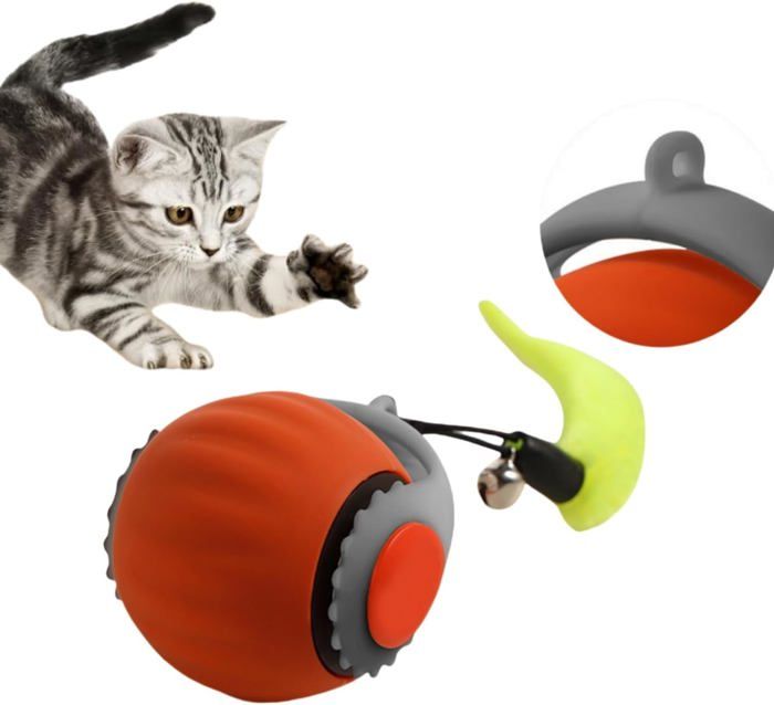 Jouets interactifs pour chats dintérieur Jouets électriques pour chats avec corde de rotation automatique Chewie Rolling Ball