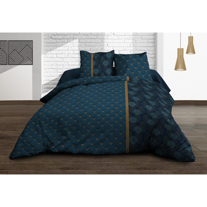 Parure Drap plat + drap-housse 140x190 + 2 T - Pur coton 57 fils - Seattle Parure Drap plat + drap-housse 140x190 + 2 T - Pur coton 57 fils - Seattle