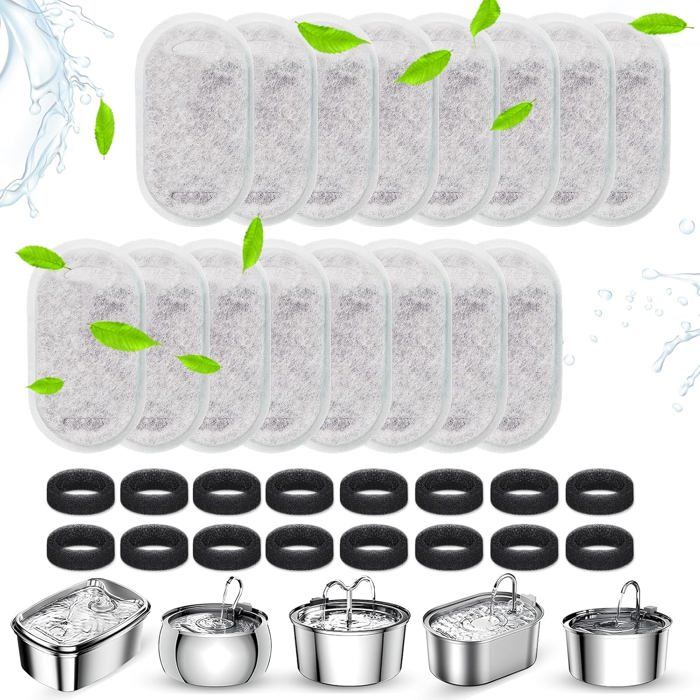 Comparer les prix de Filtre Fontaine Eau Chat,16 Packs Filtre Fontaine Chat,Filtre de Remplacement pour Abreuvoir en Acier Inoxydable 2L / 3.2L,Filtre