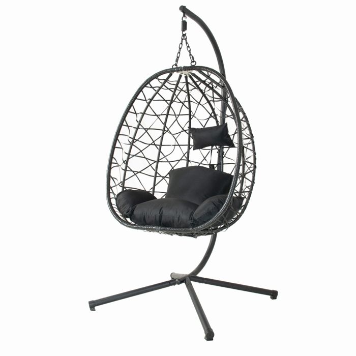CUZCO - Fauteuil suspendu effet rotin noir