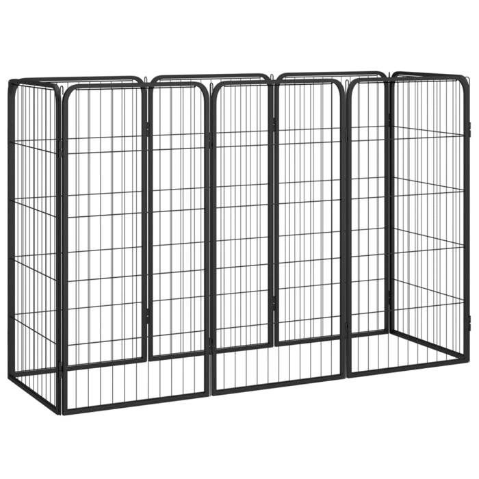 Meilleurs prix pour Parc pour Chien 8 Panneaux Noir 150x50x100cm Acier Enduit de Poudre Niche Chien Exterieur Accessoires Sécurisés Cage Chien Chat