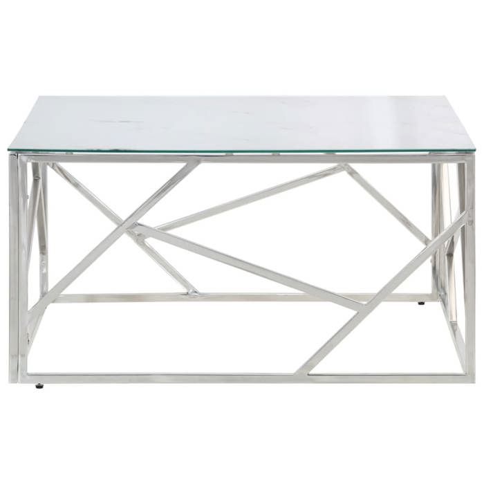 Table basse - Plusieurs Niveaux - argenté acier inoxydable et verre trempé - Salon Moderne(84926) ZLH