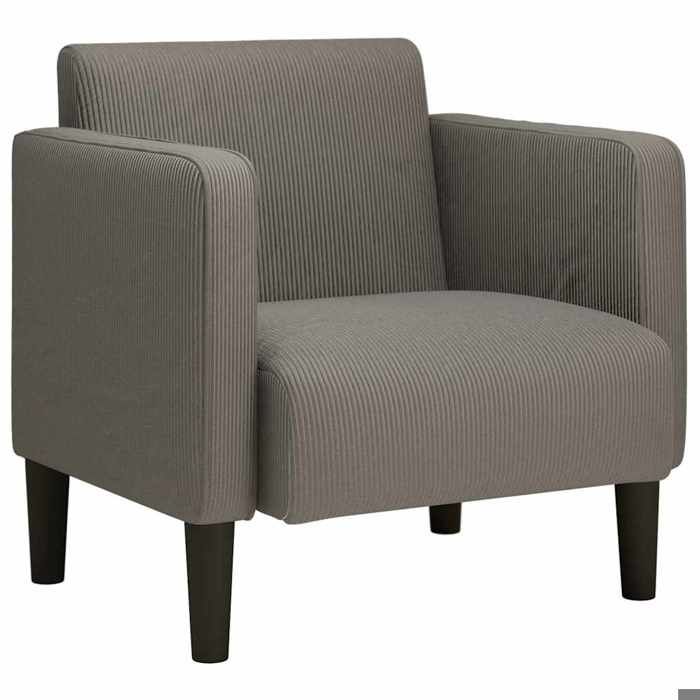 Canapé-chaise accoudoirs gris clair 54 cm tissu côtelé - Dimensions L69x P68xH74.5 cm - Velours 100% polyester 1129671