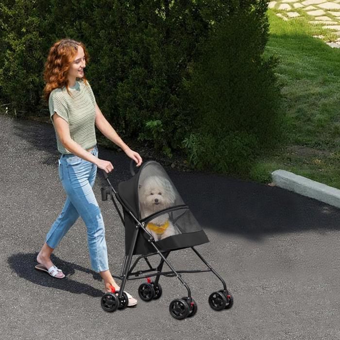 Comparer les prix de YIPEEMA. POUSSETTE PORTABLE POUR CHIEN - POUSSETTE PLIABLE POUR CHAT - 4 ROUES - NOIR - 97*45*55CM.