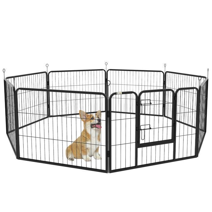 Comparer les prix de Plaque épaissieEnclos pour chiots 8 panneaux Enclos libre Parc avec porte 60 x 80 cm pour garder les chiens en sécurité à lintéri