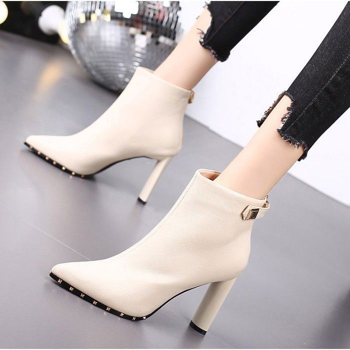 VITATA Bottines en cuir pour femme-Talon haut et bout pointu