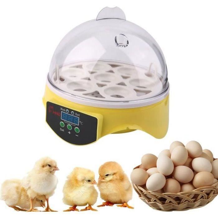 Couveuse - YYV - Mini Incubateur 7 Oeufs - Numérique - Température Réglable 18-45°C - 20W