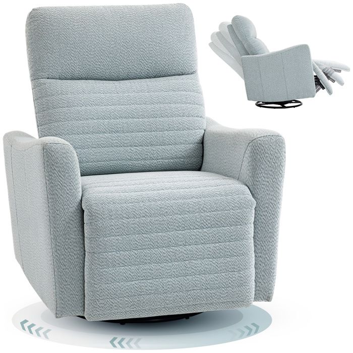 Fauteuil inclinable - HOMCOM - repose-pieds pivotant à 360° basculant rembourré - tissu en lin - 82 x 905 x 101 cm - gris-bleu