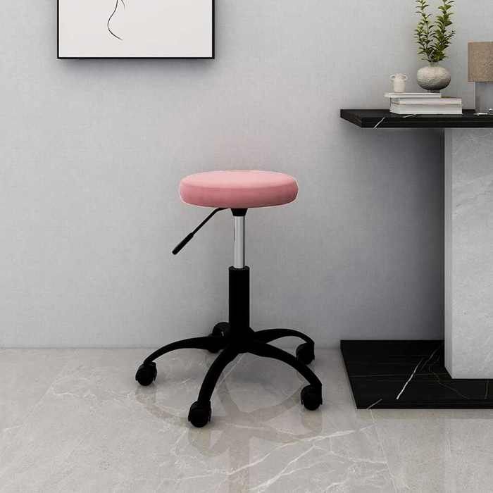 Chaise de bureau pivotante velours - VIDAXL - Rose - 31x(42-54) cm - Pivotement 360° - Roulettes