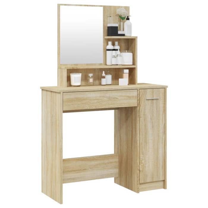 Black Week Coiffeuse pour Femmes - BURKE - avec miroir - chêne sonoma 86 5x35x136 cm - CC130