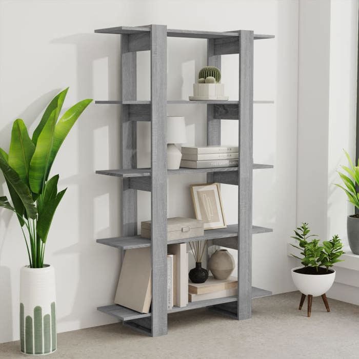 Cabinet de Livre SOLOMOON CHIC Bibliothèque Polyvalente - Pour enfant/adulte - Sonoma gris 100x30x160 cm BB1873