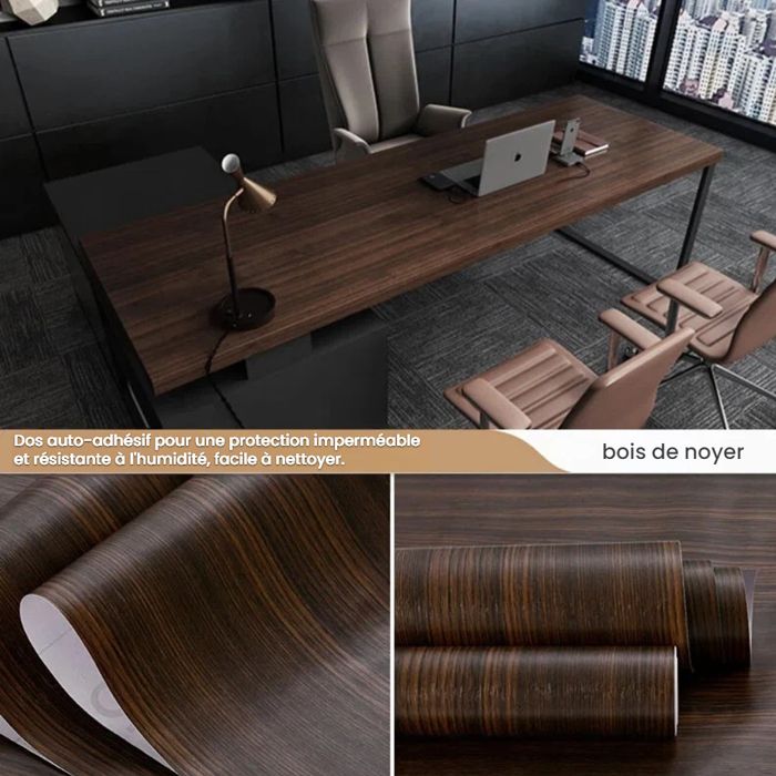 Papier Peint Bois Papier 40x500cm Adhésif pour Meuble Bois pour Porte Table Cuisine Chambre Bureau Papier Adhésif Décoratif E