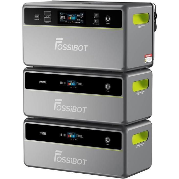 FOSSiBOT FBP1200 Système de stockage d’énergie Solaire+2*FBP1200-B Batterie additionnelle-LiFePO4 Centrale Generateur Électrique-APP