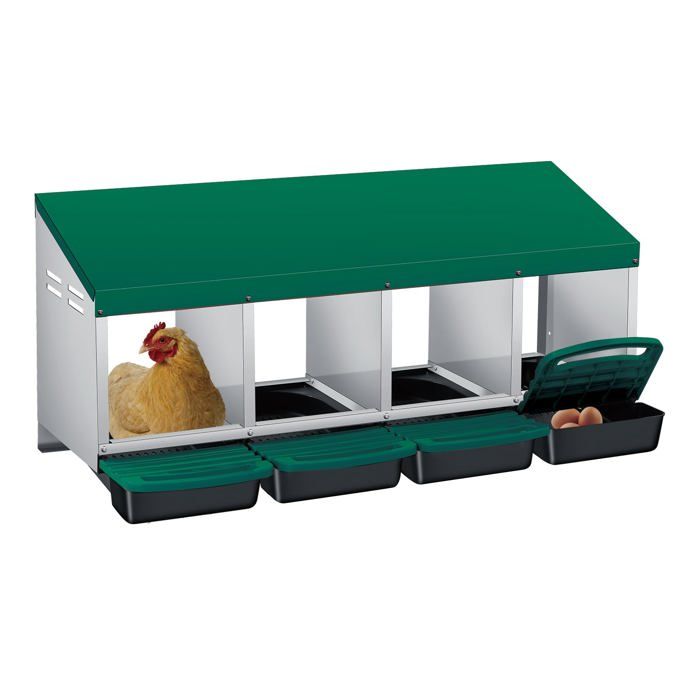 Comparer les prix de Pondoir pour Poules Nichoirs 4 cases avec perchoir et Quatre bacs de recyclage des œufs- Antirouille /Étanche/ Ventilé -Vert