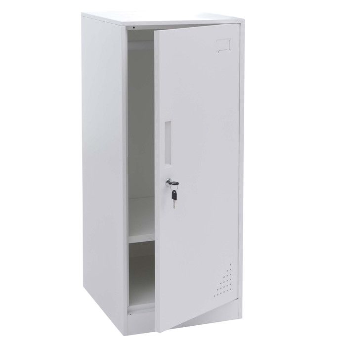 Casier HWC-P63 casier coffre-fort armoire à casiers porte tringle à vêtements 90 x 38 x 45 cm acier- blanc
