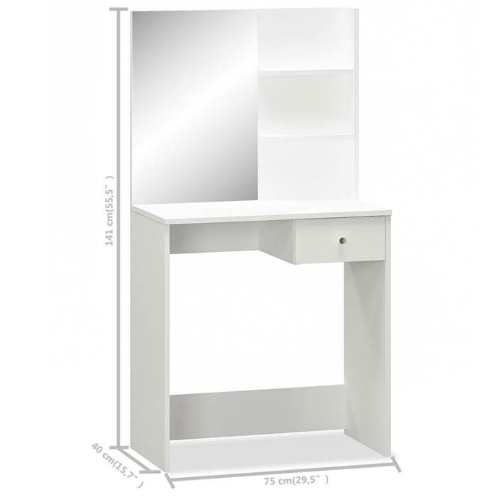 Remise 2026®Cabinet de chambre Blanc - Coiffeuse - Bois d’ingénierie 75x40x141cm Blanc 774 8867270