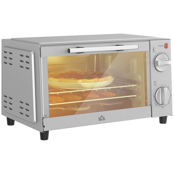 Mini four de 9 litres avec plaque de cuisson grille de cuisson température et temps de cuisson réglables acier inoxydable argent - Ideko