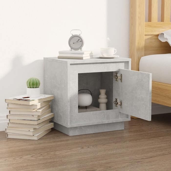 Table de lit - Gris - Armoire de chevet - 1 PC - gris béton 44x35x45 cm bois dingénierie T3829