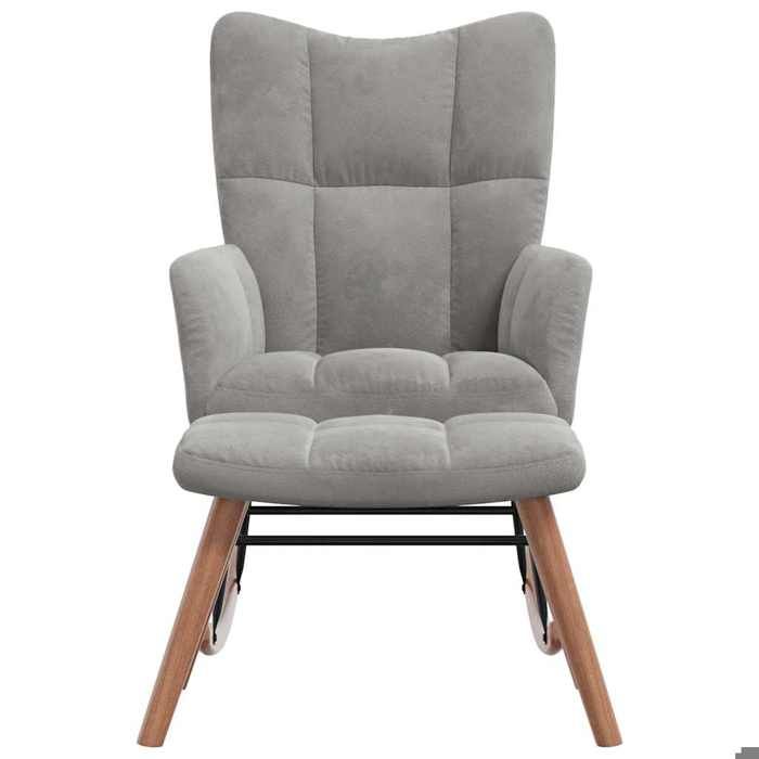 Fauteuil Allaitement - Gris - Chaise à bascule - Rocking Chair - avec repose-pied - Gris clair Velours 61x78x98 cm F1489