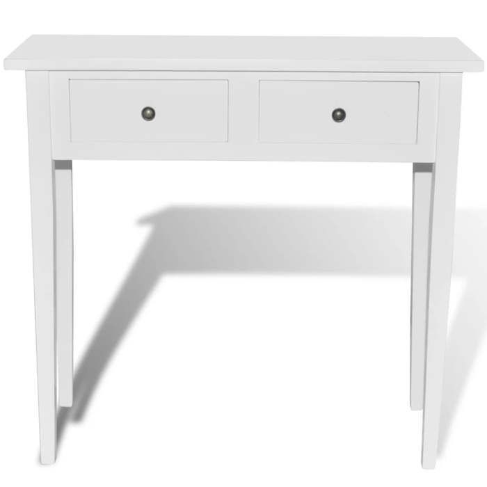 Table de console et coiffeuse design simple et irréprochable avec 2 tiroirs Blanc - (79x30x74 cm) 32rV13