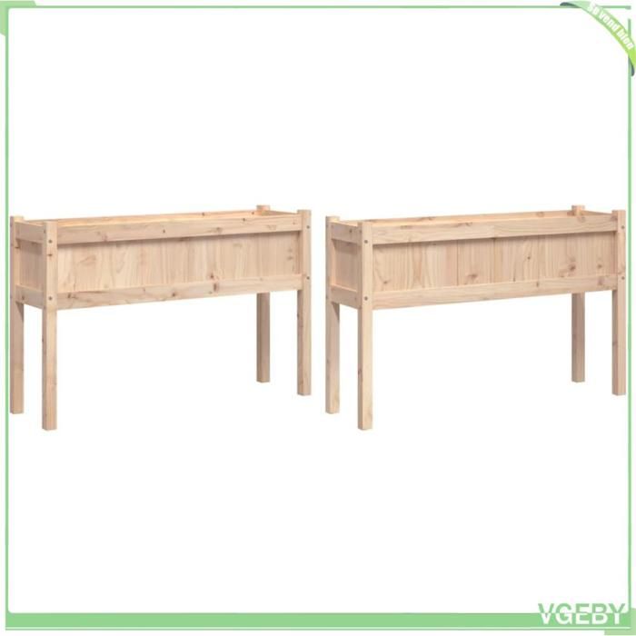 Jardinière sur pieds - FAFEICY - 837565 - Bois de pin massif - Pack 2 - 110×31×70 cm