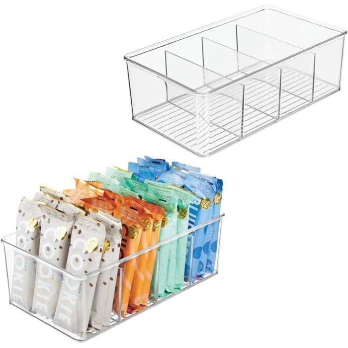 Boîtes de rangement empilables (ensemble de 2) - Rangement de cuisine. transparent