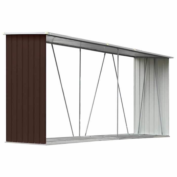 Abri de stockage de bois galvanisé 330 x 84 x 152 cm - vidaXL - acier - marron - 330 x 84 x 144/152 cm 576yth63r