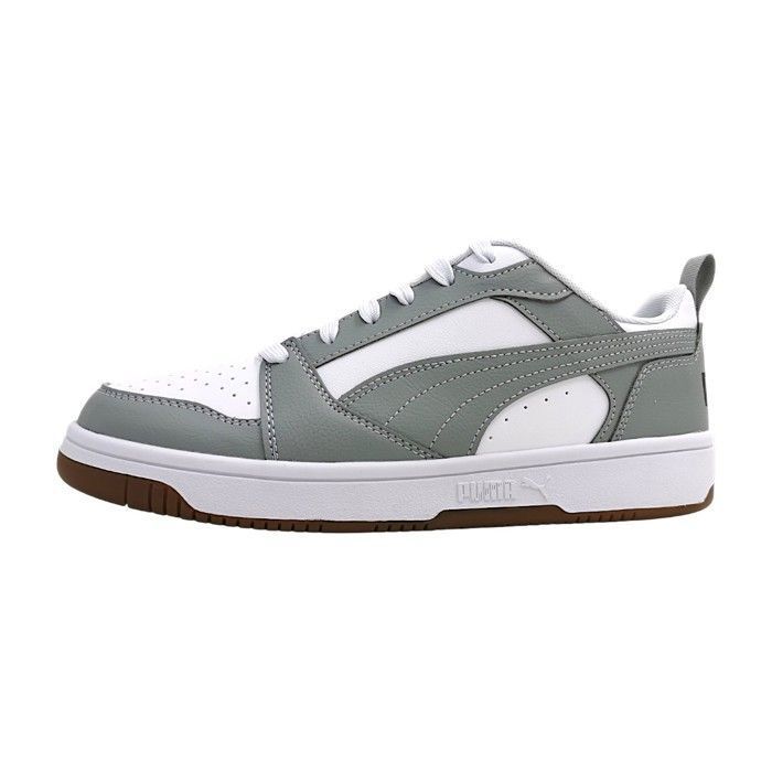 Hommes Puma chaussure à lacets sportive Rebound v6 Low Textile Lacets Plat - blanc-gris 53