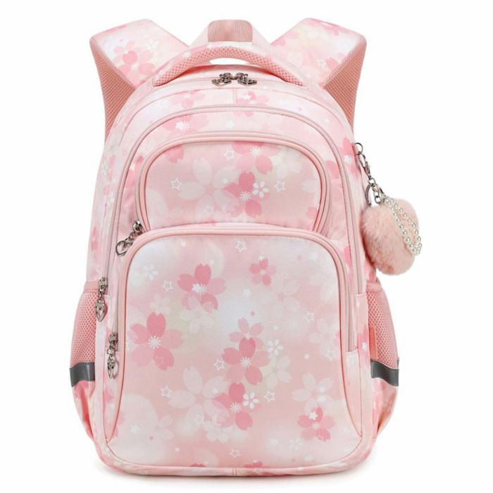 XJYDNCG Cartable Fille Primaire Sac à Dos Enfant Imprimé Fleur de Cerisier Imperméable 42x30x15cm - Rose