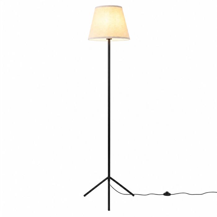 Lampadaire sur Pied Moderne 163 cm COSTWAY-Abat-Jour en Tissu Tige Métallique-Interrupteur au Pied-E27 60W-Chambre Bureau