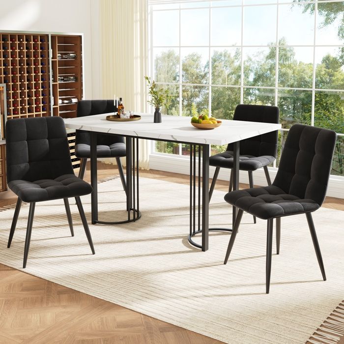 Ensemble de salle à manger extensible - 5 pièces - Table 140-1795 x 80 x 755 cm - Chaises 44 x 41 x 86 cm